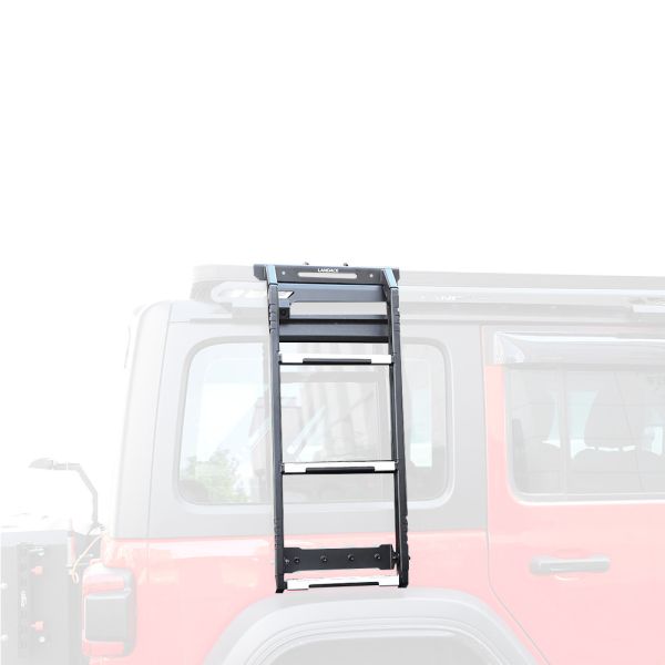 2018- WranglerJK WranglerJL CNC Machined Black Folding Side Ladder for Rubicon