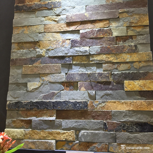 Natural Stone Rust Slate Mini Panel For Wall Cladding High Temperature