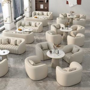 Modern Hotel Lobby Furniture Sectional Sofa and table set For Reception And