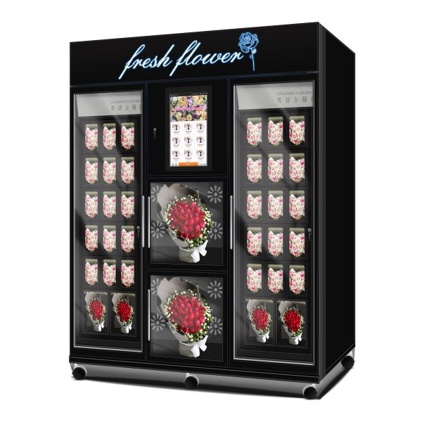 Quality Haloo Vending Machine Supplier 36 Locker Numbers Flower Vending Machine 21.5inch Touch Screen With Cash Card Reader Bill on the Machine wholesale