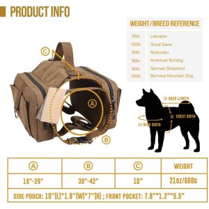 High Density Cotton Canvas Dog Carrier Backpack 60lbs Multi-Functional Dog
