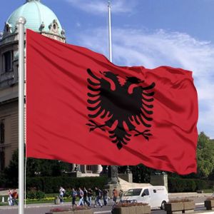 Cheap CMYK Color Custom 3X5 Ft Flags 100% Polyester Albania Country Flag for sale