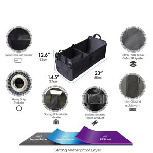 Multipurpose Vehicle Trunk Organizer For Emergency Tools / Groceries