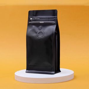 China Flat Bottom Coffee Bag 12oz 16oz 180g One-Way Exhaust Valve Pet Aluminized Composite Eight-Eight Side Seal Food Bag on sale