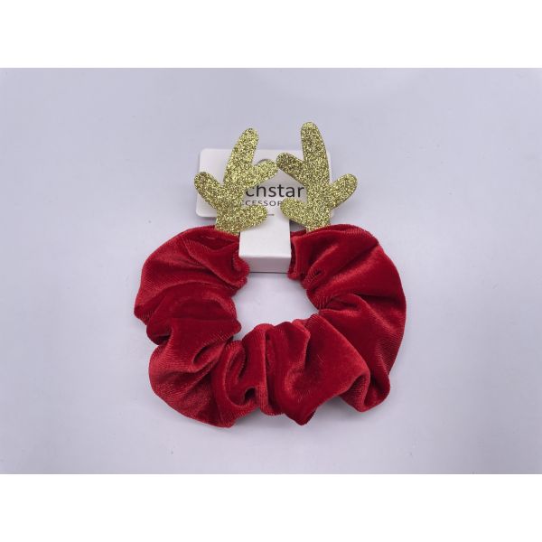 Quality Red Christmas Reindeer Hair Scrunchie Elastic Multipurpose Durable wholesale