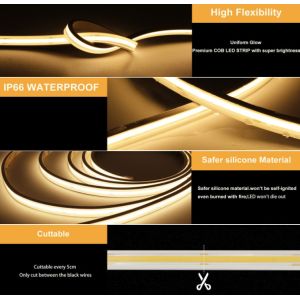 Dotless IP65 Waterproof COB Flexible LED Strip 220V 450 Leds Ribbonflex LED Tape