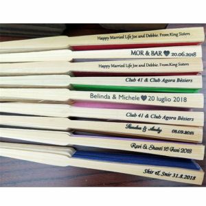 Rib Fabric Bamboo Small Folding Hand Fan Custom Logo Multicolor