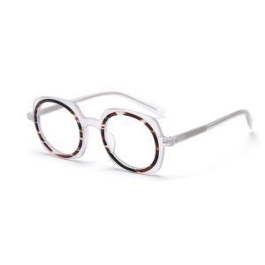 Round Upscale Acetate Frame Glasses Retro Men Women Fashionable Computer Glasses
