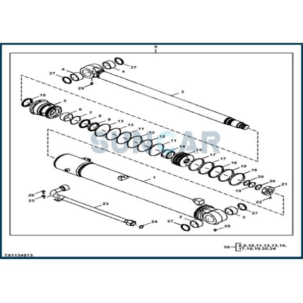 FYD00006231 Boom Cylinder Service Kit Fits DEERE Excavators Boom Cylinder Compoment 85G