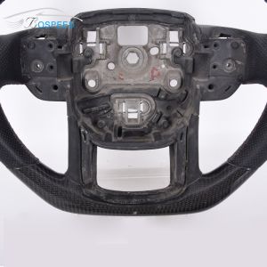 Blue Stripe Leather Range Rover Custom Steering Wheel Real Carbon Fiber
