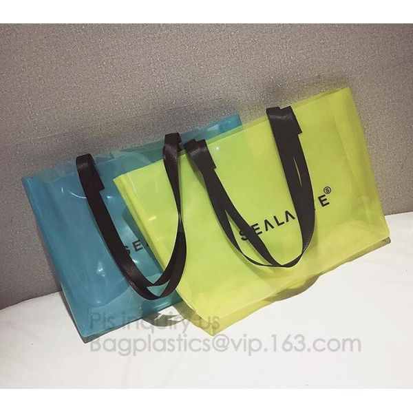 Plastic Waterproof Beach Bag, satchel handbag with a purse for women, Pockets And Zipper See Through PVC Tote Bag, carry