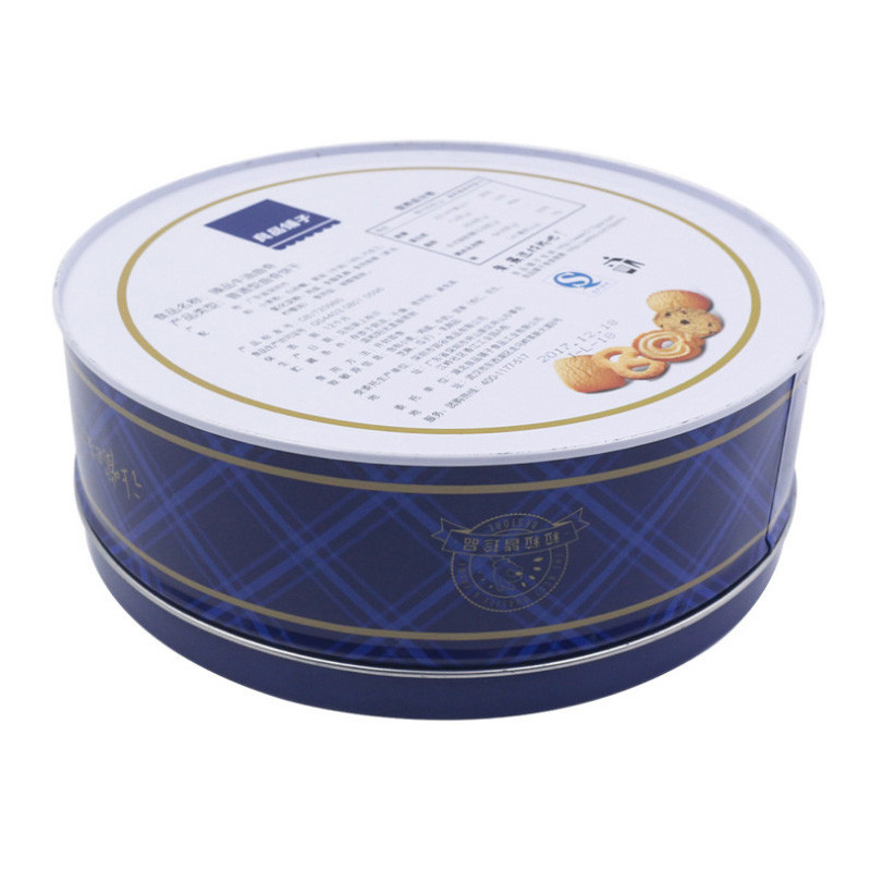 Printed Round Metal Empty Biscuit Cookie Tin Cans Cake Tin Box