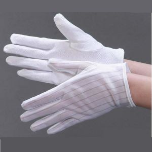Cheap Non Slip Striped Dotted 0.1s Static Decay ESD Gloves for sale