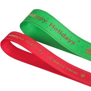 Hot Foil Type Personalised Printed Ribbon Red / Green Color CE Certification