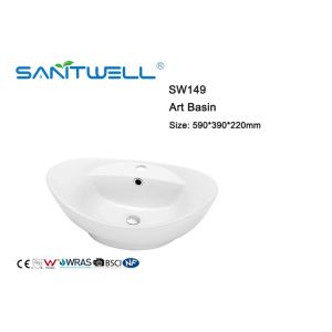 Oval Shape Ceramic Art Basin Counter Top Installation Type 590 * 390 * 220mm