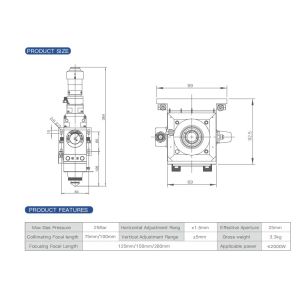WSX KC15A 2D Manual Focus Fiber Laser Cutting Head For Cutting Metal