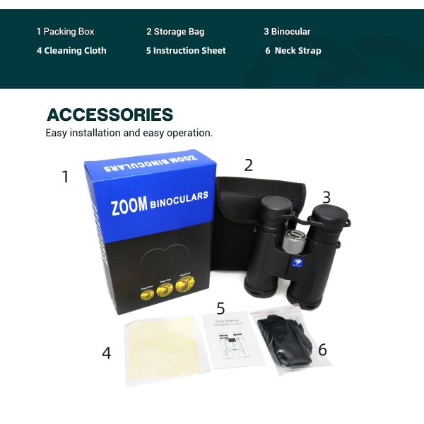 Adults Professional Black 8-15x42 Zoom Compact Roof Binoculars For Hunting