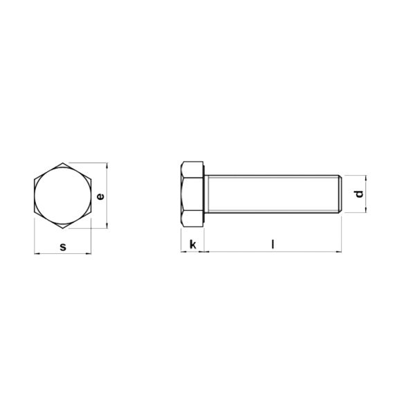 DIN933 Standard Stainless Steel Hex Head Screws SUS304 A2-70 M16 Length 25~260mm