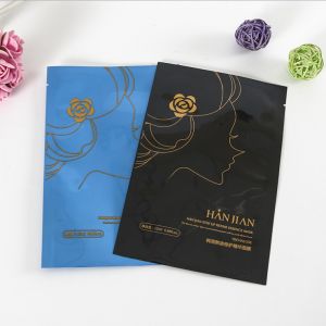 China Customized Aluminium Foil Vacuum-Sealed Laminated 3-Side Seal Make-up Mask Packaging Bag on sale