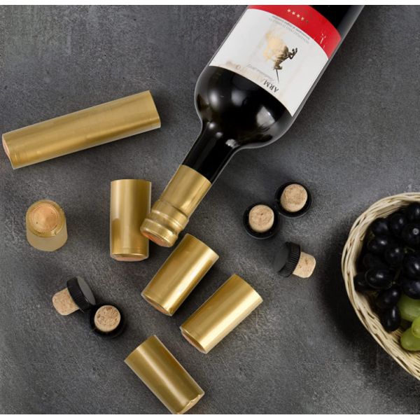 Quality OEM ODM Custom Wine Bottle Cork With Black Plastic Top Gold PVC Shrink Capsule wholesale