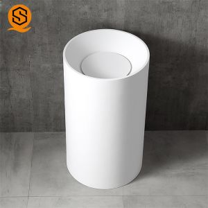 Anti Rust Solid Surface Wash Basin Pedestal Sinks For Small Bathrooms