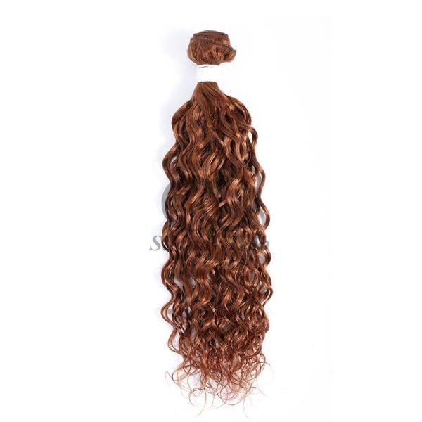 #30 Medium Auburn Water Wave Remy Human Hair Bundles Sew In Weave Bundles Brazilian Bundle Deals