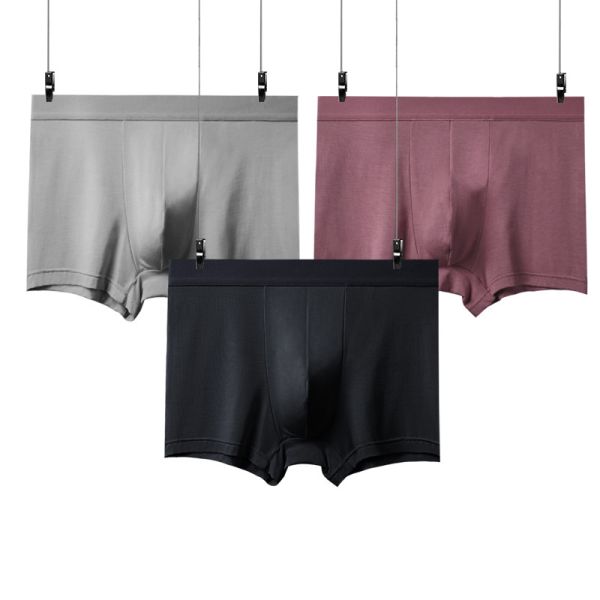 Regenerated Cellulose Mens Breathable Panties Solid Color Seamless Boxer Briefs