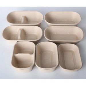 Biodegradable Bamboo Pulp Food Container Microwaveable With Cover Safety