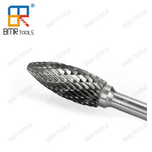 BMR TOOLS Dia 10mm Tungsten Solid Carbide Flame Shape Type H Rotary Burrs Double