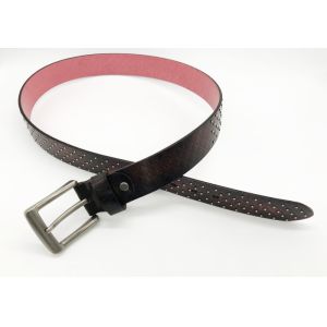 Custom Mens Leather Studded Belt 3.8cm Width With Embossing Pattern
