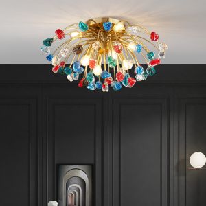 Modern Colorful Crystal Ceiling Chandeliers For Bedroom Living Room Led Round