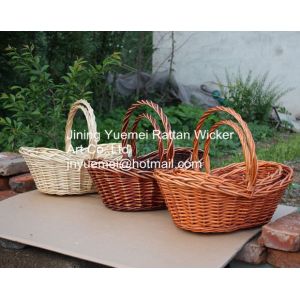 Cheap willow bread basket wicker picnic basket with handle for sale