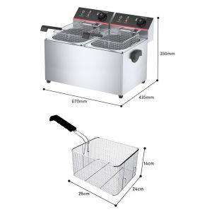 Restaurant 11L 11L Industrial Double Electric Deep Fryers with Heating