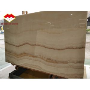 Backlit White Wooden Onyx Book Matched 18mm Jade Onyx Slab