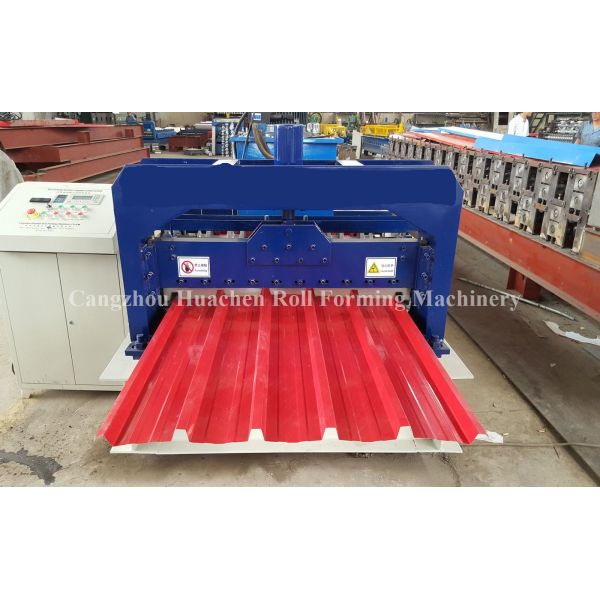 Quality 0.5-0.8mm Roofing Sheet Roll Forming Machine , Roof Panel Roll Forming Machine Hydraulic Cutting wholesale