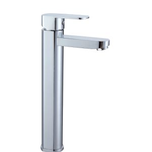 China Brass Deck Mounted Bathroom Vessel Sink Faucets / Flat Handle Monobloc Basin Tap on sale