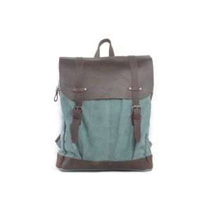 Cheap CL-520 Light Blue Vintage Backpack Leather and Canvas Bag for Travel for sale