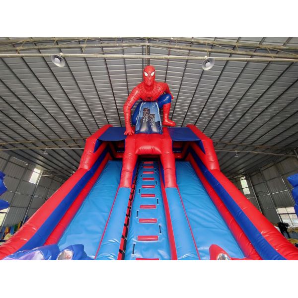 Commercial Inflatable Double Slides Spider-Man Inflatable Dry Slides Castle For Kids And Adults For Sale