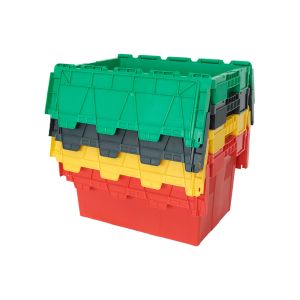 Customized Color Attached Lid Crate for Travel Storage Stackable Plastic Moving
