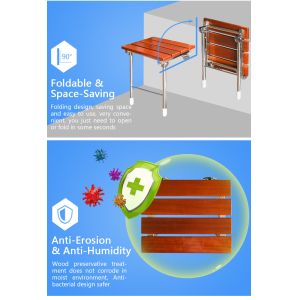 Floor Mounted Fold Up Shower Bench , Anti Rust Bathroom Foldable Shower Seat