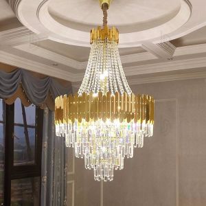 China E12 Rustproof Modern Crystal Lobby Chandelier Brushed Gold Dining Room Chandelier ISO9001 on sale