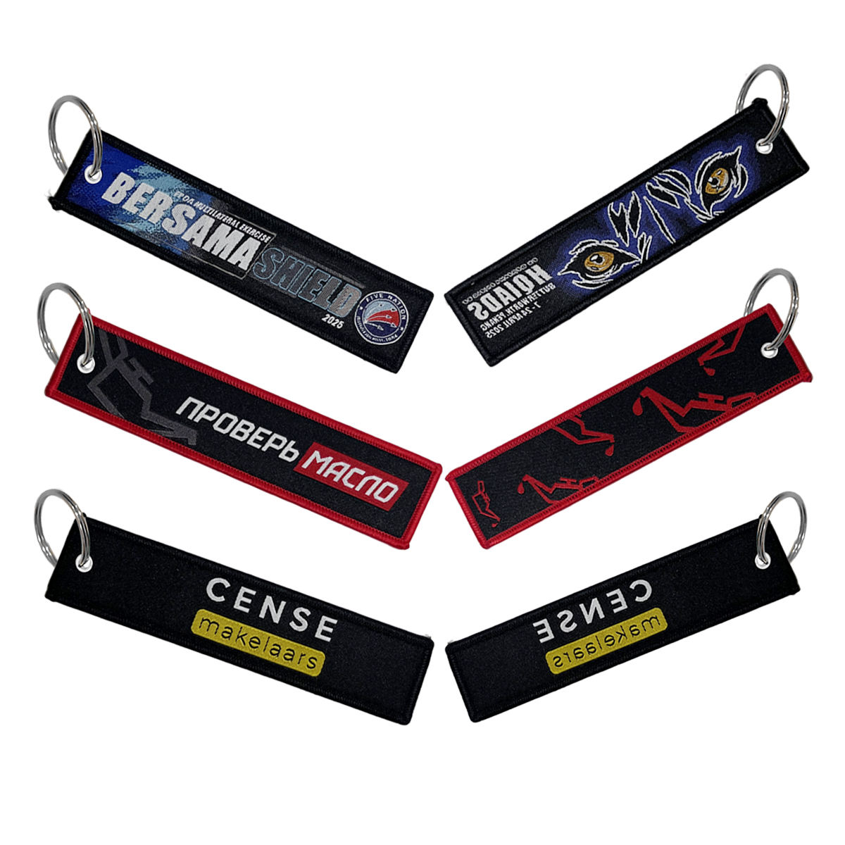 Durable Woven Fabric Keychain Customized Logo Key Ring for Backpacks Luggage Promotional Items