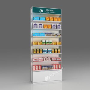 China JYaS-YB-04 Professional Medical Style Medical Equipment Back Cabinet with White Glossy Boards and Aluminum Price Tag Slot on sale