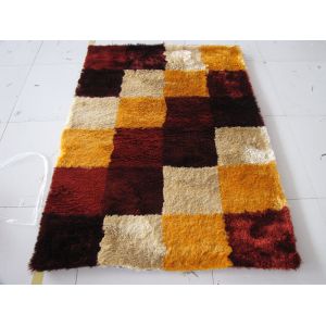 Cheap Boxes design Polyester Silk Colors Combination Popular Shaggy Rug for sale