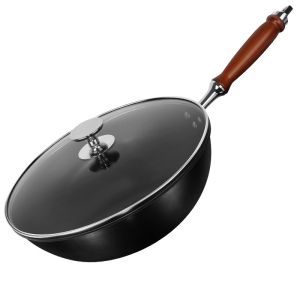 Three Piece Carbon Steel Wok Set Nitriding Non Stick Cookware Set