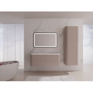 Sakura Pink Wall Mounted Bathroom Cabinet Rounded Edges Floating Bathroom Sink