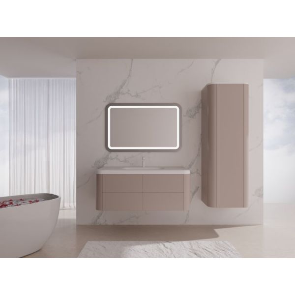 Sakura Pink Wall Mounted Bathroom Cabinet Rounded Edges Floating Bathroom Sink