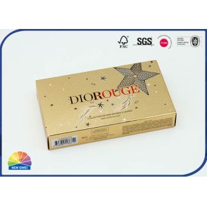 Gold Cardboard Folding Box Printed Inside Plastic Tray For Lipstick