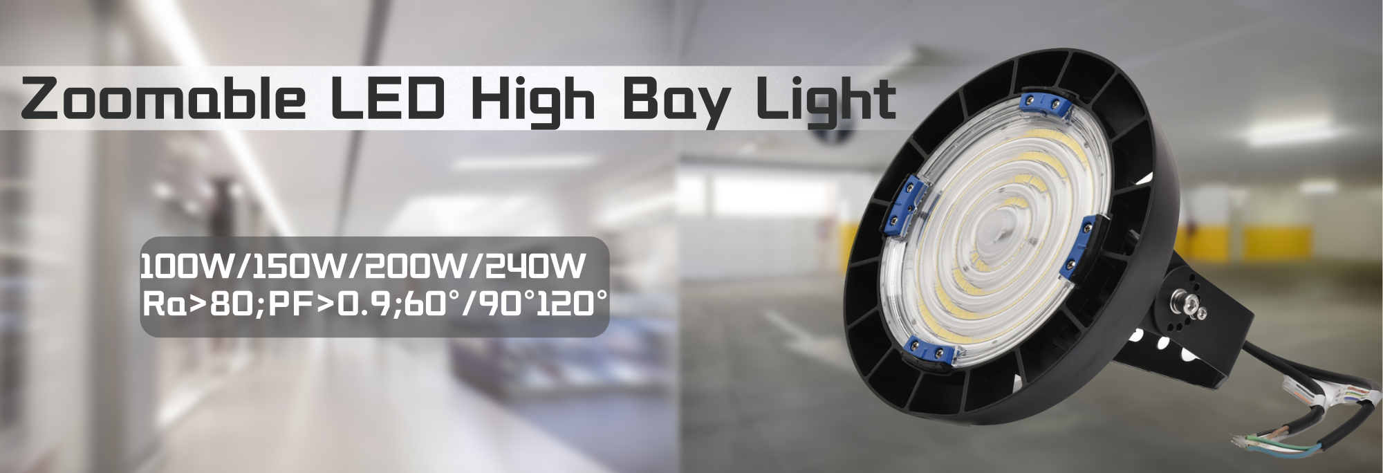100W-240W IP65 LED High Bay Light Efficient with 3 Beam Angles 50000 Hrs Ideal for Industrial Commercial