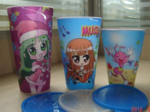 China PLASTIC LENTICULAR lenticular printing kid picture changing mug plastic cup pp 3D Lenticular Cup with lid on sale
